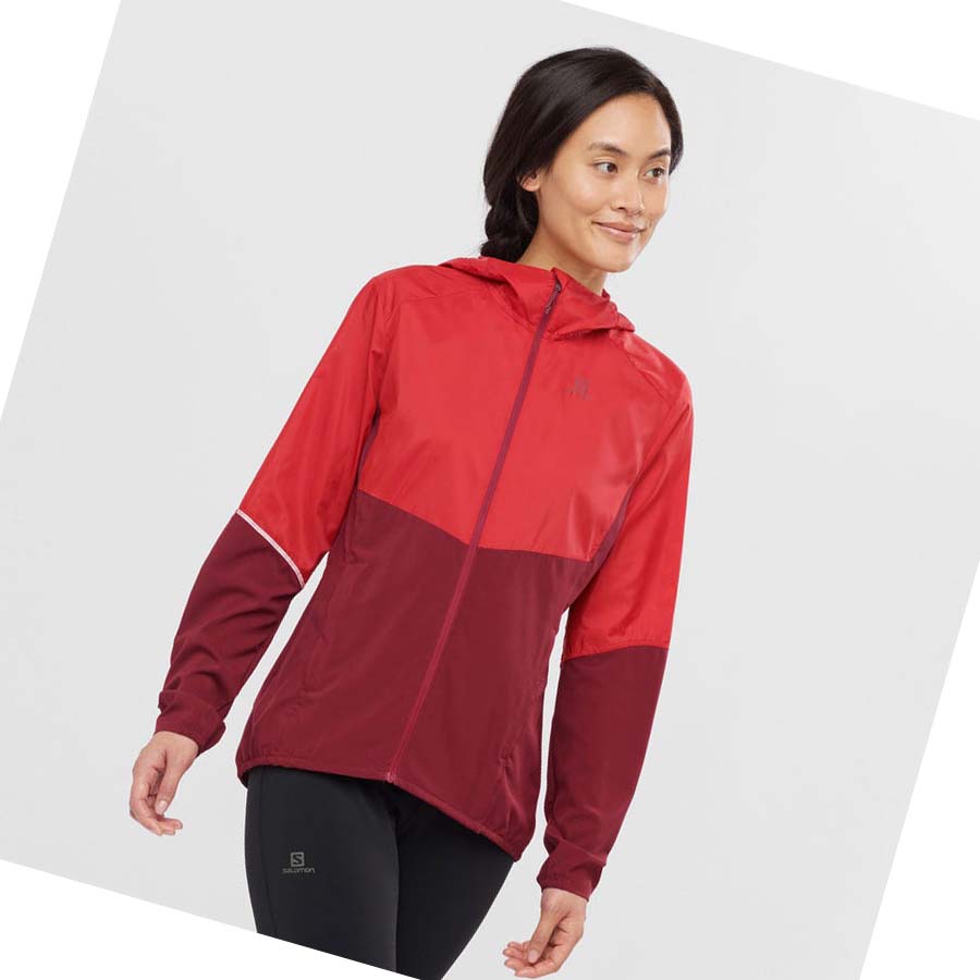 Salomon AGILE WIND WINDBREAKERS Kabát Női Piros | HU 3165KOR